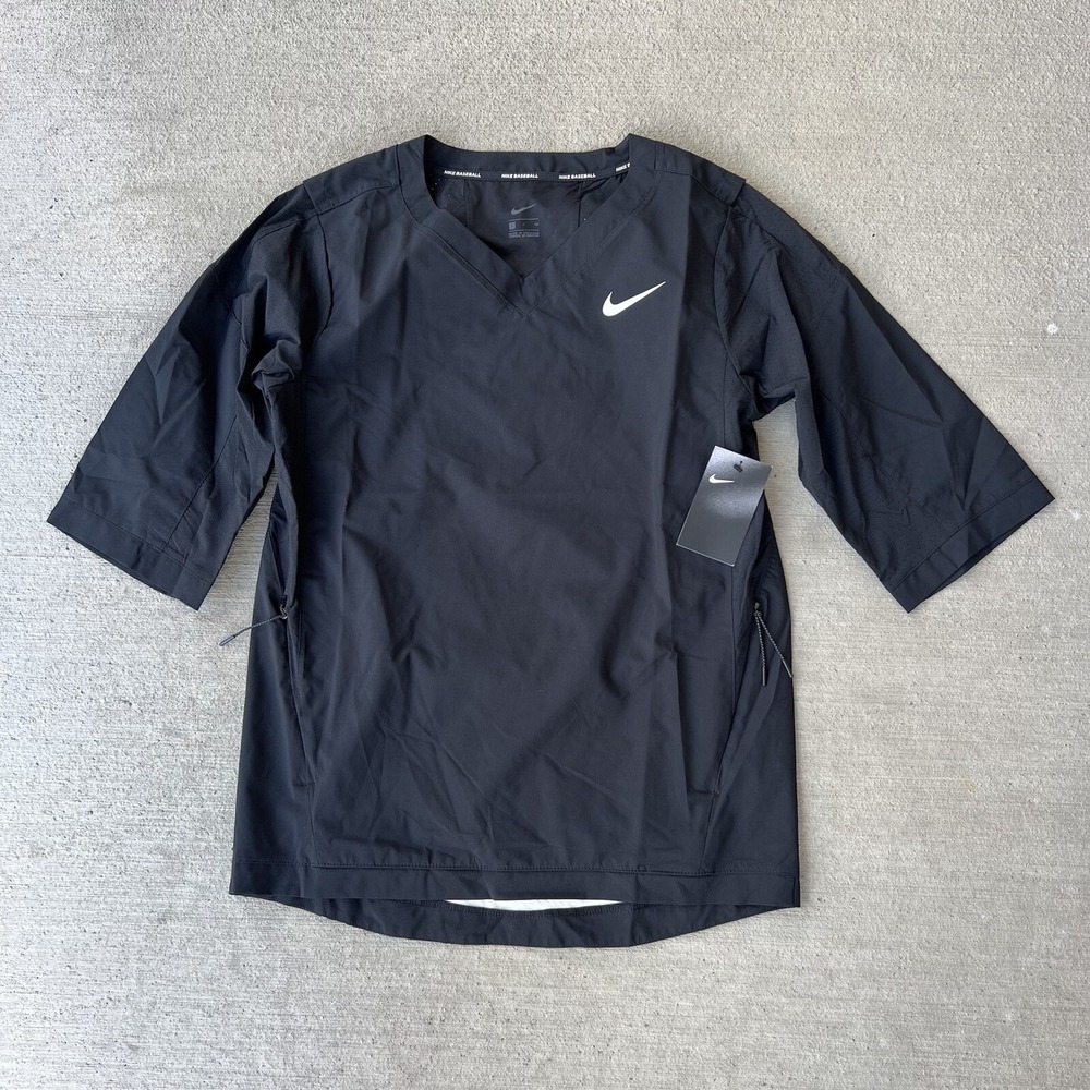 Nike Baseball Pullover Jacket Men's Small Navy 3/4 Sleeve Athletic Windbreaker